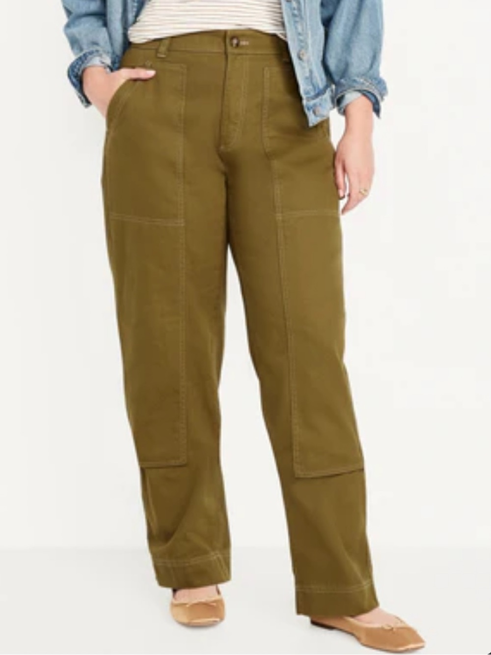 OLD NAVY High-Rise Olive Green Straight Pants NWOT